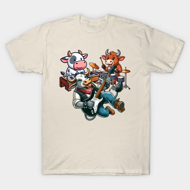 Funny Cow & Bull Band T-Shirt by Etopix